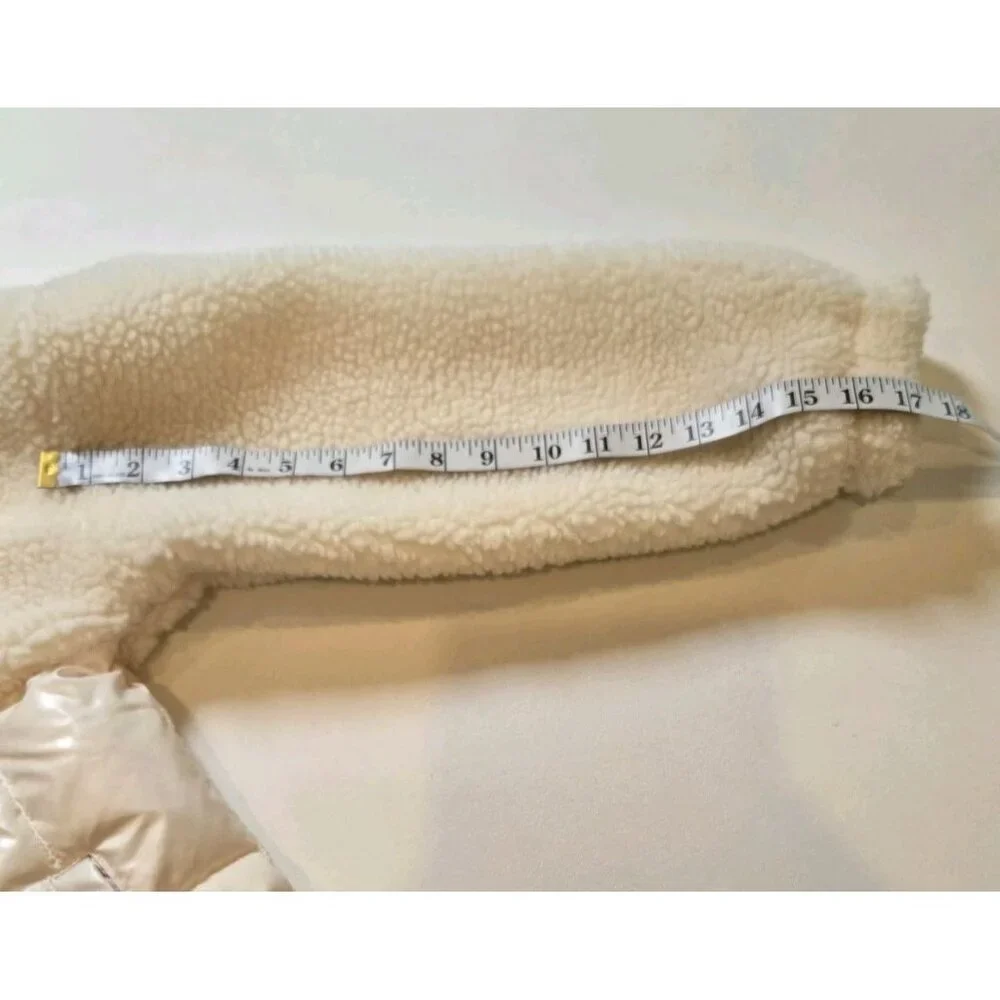 FABLETICS Nelly Mixed Media Half Zip‎ Sherpa Pullover Jacket Ivory Quilted Small - Picture 8 of 11